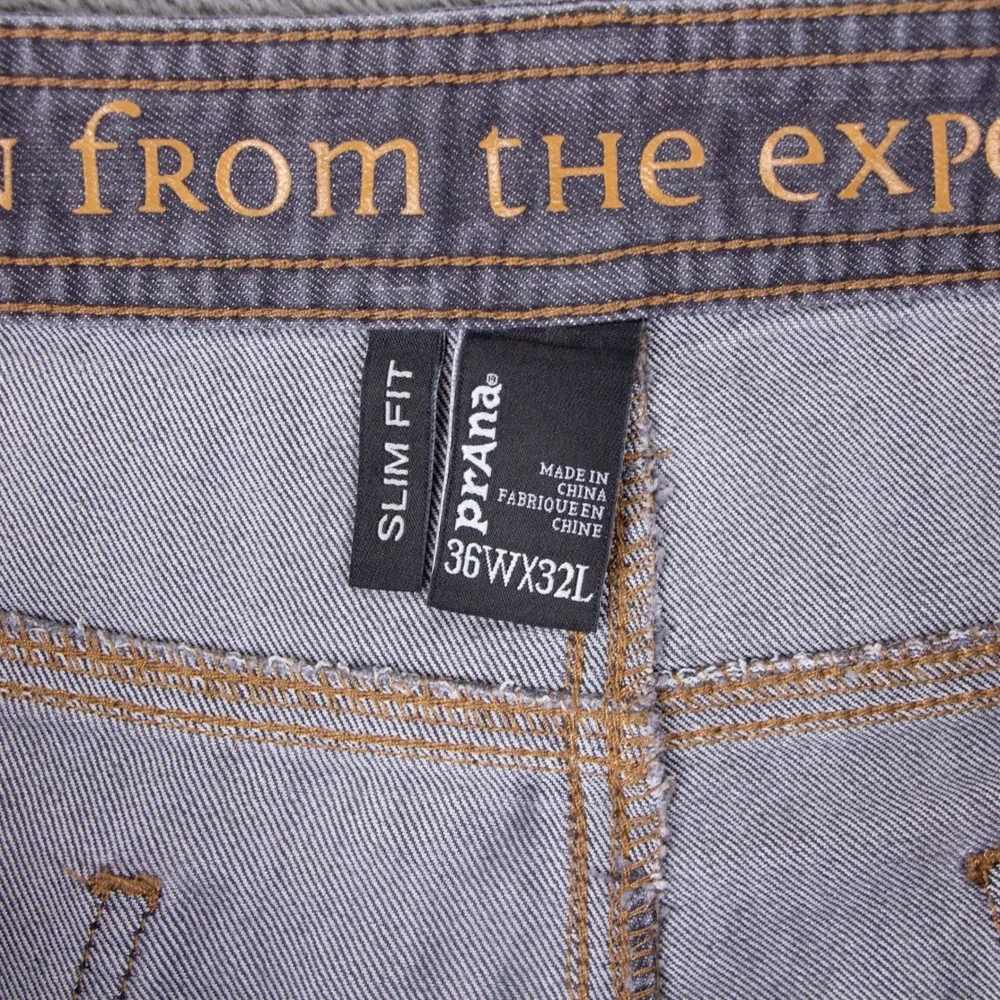 Prana Bridger Slim Fit Jeans Mens 36x32 Gray Organic Cotton Stretch M4BD32315